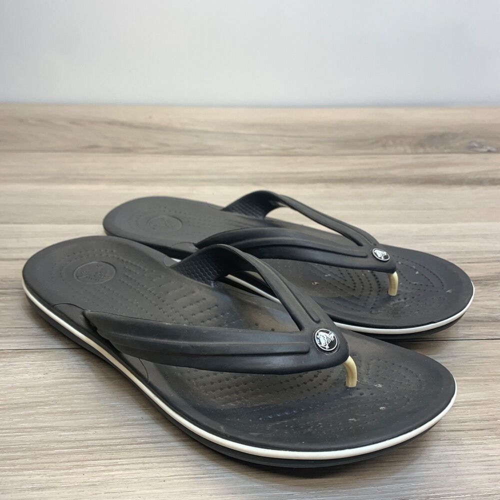 Crocs Sandals Womens 8 Mens 6 Black Slip On Flip Flop Thong Comfort